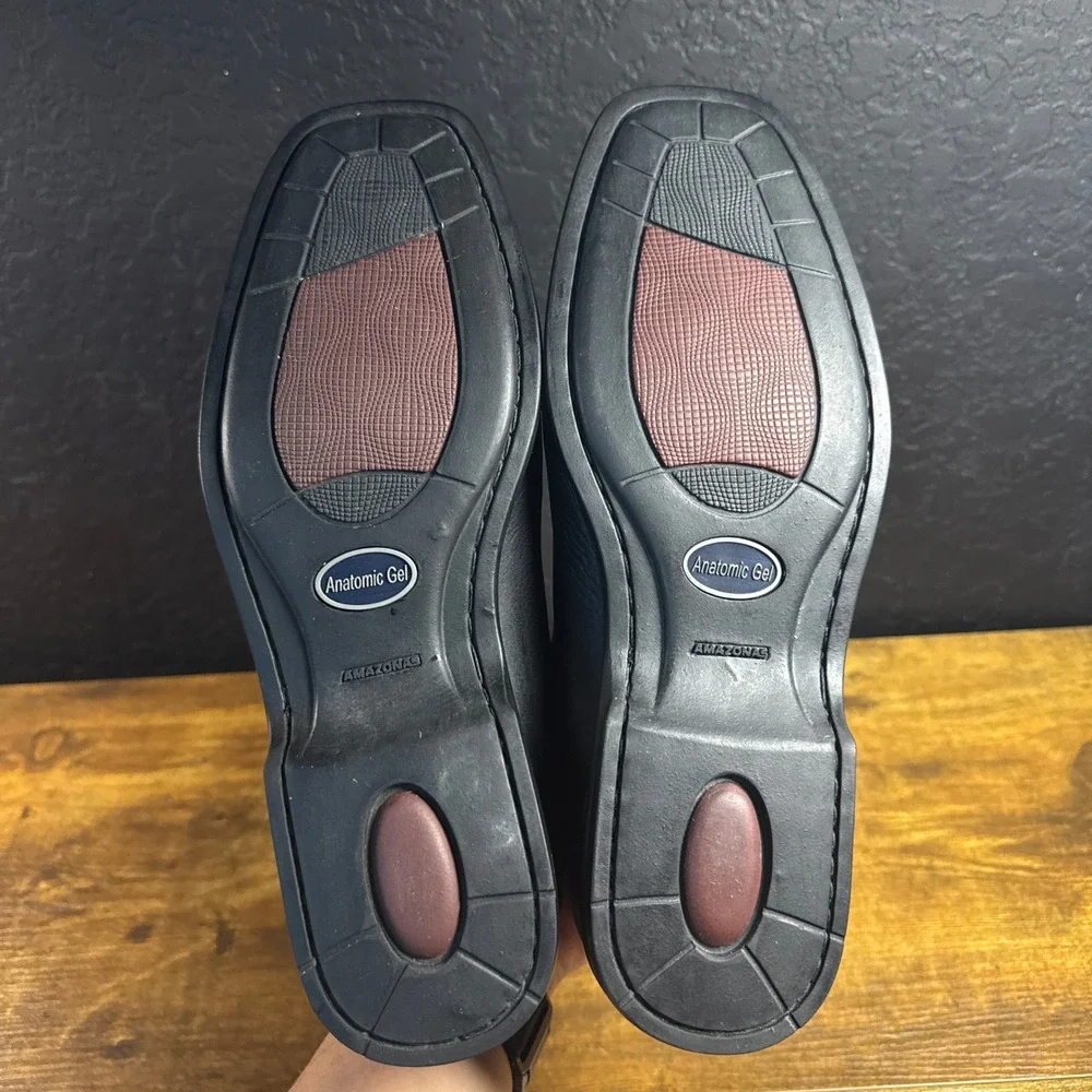 Bob Jones Amazonas Anatomic Gel 0803 Black Leather Slip-On Loafers Mens 10